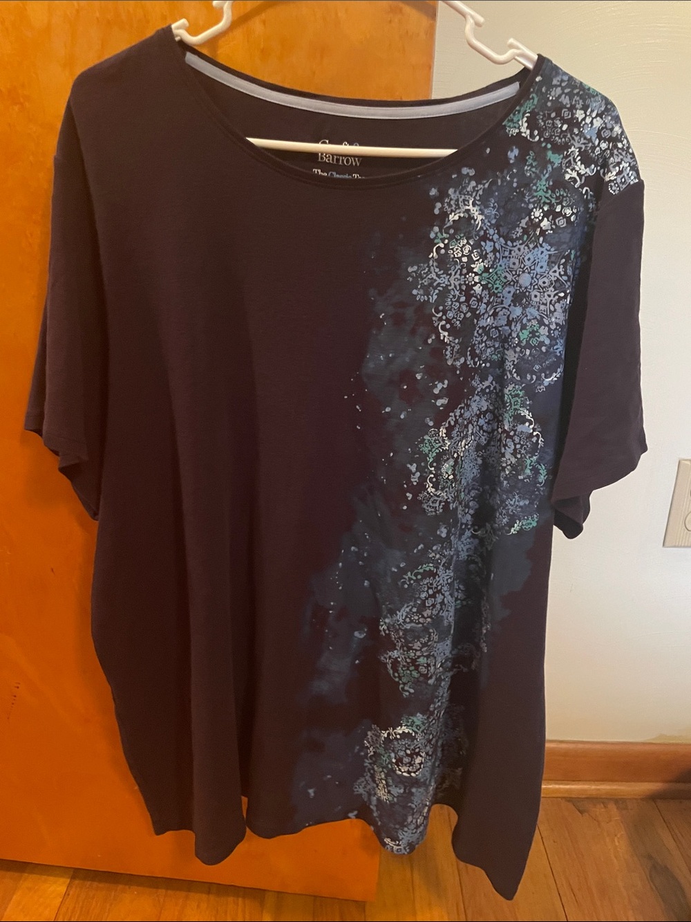 croft & barrow Black Short-Sleeve Tee with Blue Floral Side Panel
